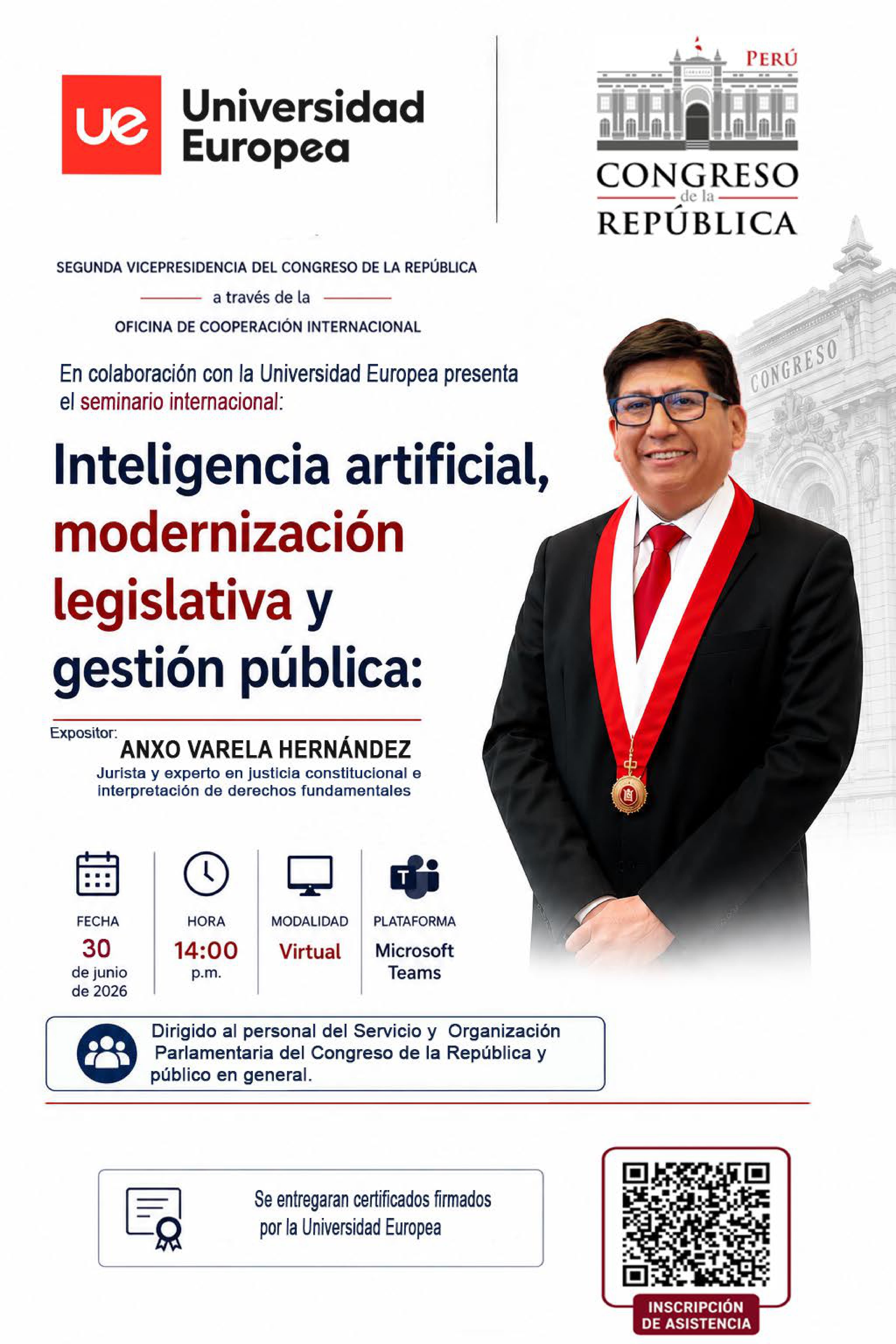 Imagen y enlace al formulario de inscripci&oacute;n del evento &ldquo;INTELIGENCIA ARTIFICIAL, MODERNIZACI&Oacute;N LEGISLATIVA Y GESTI&Oacute;N PUBLICA&rdquo;