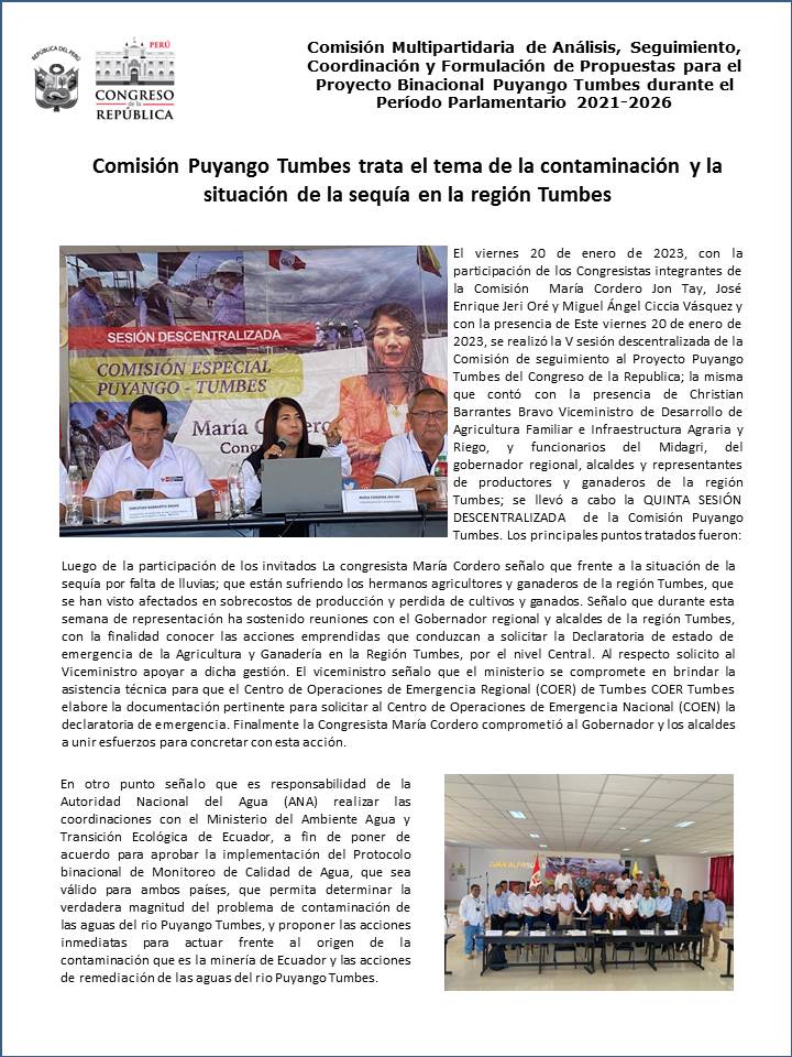 Quinta Sesi&oacute;n Descentralizada 20.01.2023