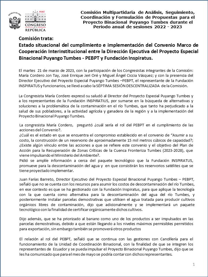 S&Eacute;PTIMA SESI&Oacute;N DESCENTRALIZADA