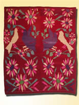 Frazada pictórica de flores y palomas