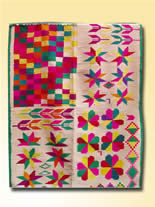 FRAZADA APRENDIZAJE, cuadros, estrellas, flores, bandas, cocos